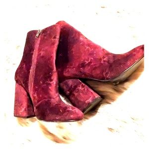 Purple paisley chunky heeled booty